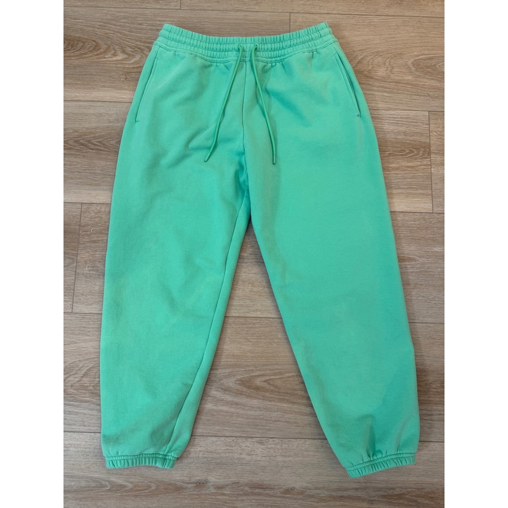 NWOT Athleta Womens Jogger Sweatpants Green Fleece Lined Drawstring Size M